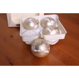 Set of 4 Vintage Christmas by Krebs Snowman Glass Ornaments in Box 1997